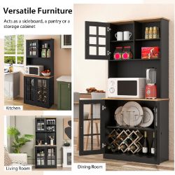 **NEW**STYLISH DINING ROOM UPGRADE: BLACK & NATURAL BUFFET>>DELIVERY AVAILABLE<<
