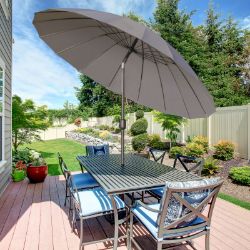 **NEW**2.5M ROUND CURVED ADJUSTABLE PARASOL SUN UMBRELLA METAL POLE GREY>>DELIVERY AVAILABLE<<