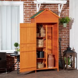 **NEW**SHELVES UTILITY TOOL STORAGE CABINET TEAK WOODEN GARDEN SHED OUTDOOR >>DELIVERY AVAILABLE<<