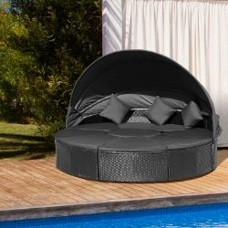 **NEW**GARDEN DAYBED W/ CUSHIONED ROUND SOFA BED CONVERSATION FURNITUR SET>>DELIVERY AVAILABLE<<