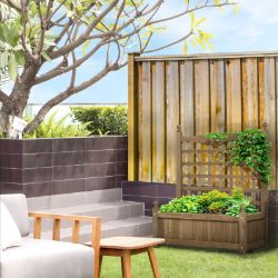 **NEW**RAISED GARDEN BED WITH TRELLIS GARDEN PLANTERS INDOOR OUTDOOR BROWN>>DELIVERY AVAILABLE<<