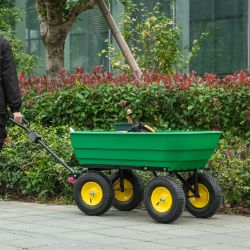 **NEW**125L GARDEN CART TROLLEY DUMP WHEELBARROW TRAILER TRUCK 4 WHEELS GREEN>>DELIVERY AVAILABLE<<