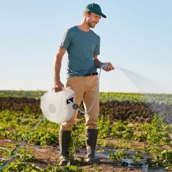 **NEW**WATERING GARDENS WALL MOUNTED W/ LEAD-IN HOSE AND HANDLE, 20M RETRACTABLE HOSE REEL