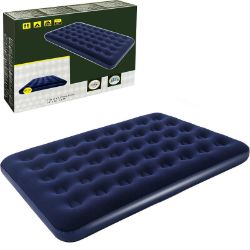 **NEW**INDOOR OR OUTDOOR, STAY COMFY: BLUE FLOCKED DOUBLE AIRBED>>DELIVERY AVAILABLE<<