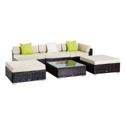 **NEW**6 PIECES RATTAN FURNITURE SET CONSERVATORY SOFA DELUXE WICKER GARDEN >>DELIVERY AVAILABLE<<
