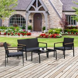 **NEW**CHAIR AND LOVESEAT FURNITURE 4-PIECE CUSHIONED OUTDOOR RATTAN WICKER>>DELIVERY AVAILABLE<<