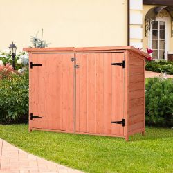 **NEW** OUTDOOR STORAGE W/ 2 SHELVES LOW WIDE WOOD GARDEN SHED >>DELIVERY AVAILABLE<<
