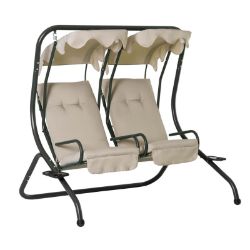 **NEW**2 SEATER GARDEN METAL SWING SEAT PATIO SWINGING CHAIR HAMMOCK CANOPY >>DELIVERY AVAILABLE<<