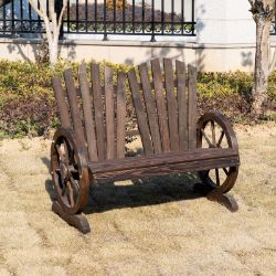 **NEW**GARDEN BENCH W/ WHEEL-SHAPED ARMRESTS CARBONIZED COLOUR 2 SEATER>>DELIVERY AVAILABLE<<