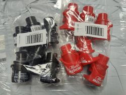 JOBLOT OF 12 PROSECCO REUSABLE CORKS (MIX RED / BLACK) (NO. VAT ON HAMMER)