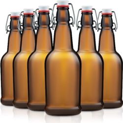PALLET CONTAINING 768 X NEW GLASS SWING TOP REUSABLE DRINK BOTTLES AMBER
