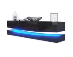BLACK LED FLOATING TV STAND WITH HIGH GLOSS FRONTS