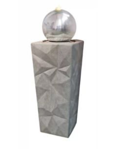 BRAND NEW TAPERED COLUMN WITH STAINLESS STEEL SPHERE LED LIT WATER FEATURE