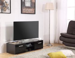 HARMIN MODERN 120CM TV STAND CABINET UNIT WITH HIGH GLOSS DOORS (BLACK ON BLACK)