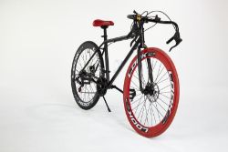 RED/BLACK STREET BIKE WITH 21 GREAR, BRAKE DISKS, KICK STAND, COOL THIN TYRES COMES BOXED