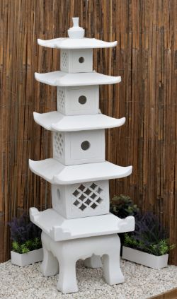 GORGEOUS TERRAZO MARBLE 5 TIER PAGODA ORIENTAL GARDEN STATUE