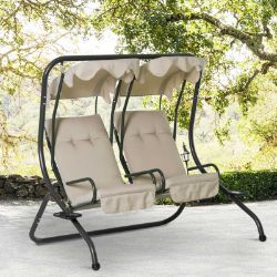 LUXURY 2 SEATER GARDEN METAL SWING