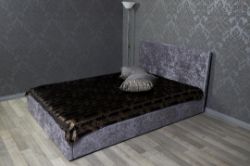 SILVER OTTOMAN VELVET BED - 5FT KING