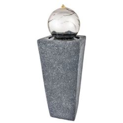 BRAND NEW TOWER WATER FEATURE WITH STAINLESS STEEL ORB AND LEDS H78 X 26X26CM