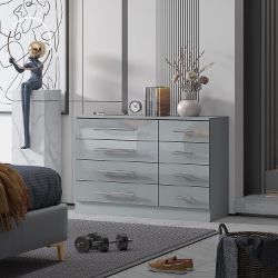 HARMIN HIGH GLOSS 8 DRAWER SIDEBOARD/CUPBOARD/BUFFET SOLO/CHEST (GREY)