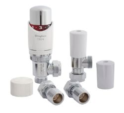 DRAYTON WHITE ANGLED TRV4 & LOCKSHIELD VALVE 15MM RRP £32