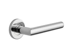 EROS POLISHED STAINLESS STEEL LEVER ON ROSE DOOR HANDLE - 1 PAIR RRP £15
