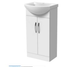 COMPACT VANITY UNIT & BASIN WHITE GLOSS 450MM RRP £120