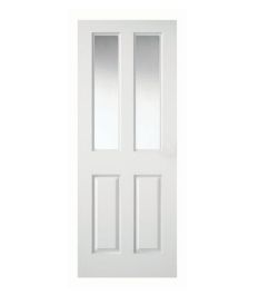 WICKES CHESTER INTERNAL MOULDED DOOR WHITE CLEAR GLAZED PRIMED 4 PANEL 1981 X 762MM RRP £110