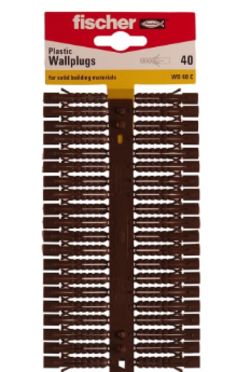 FISCHER BROWN PLASTIC WALLPLUGS 7MM PACK 40 RRP £2