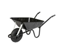 BARROW IN A BOX BLACK BUILDERS WHEELBARROW WITH PNEUMATIC WHEEL WALSALL 85L RRP £57