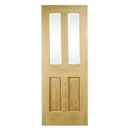 WICKES COBHAM GLAZED OAK VENEER 4 PANEL INTERNAL DOOR - 1981 X 762MM RRP £165
