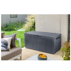 KETER SPRINGWOOD OUTDOOR PLASTIC GARDEN STORAGE BOX - GRAPHITE RRP £63