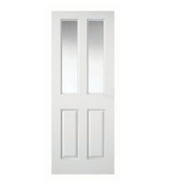 WICKES CHESTER INTERNAL MOULDED DOOR WHITE CLEAR GLAZED PRIMED 4 PANEL 1981 X 762MM RRP £110