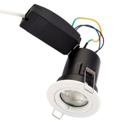 SAXBY GU10 MATT WHITE FIRE RATED CAST FIXED DOWNLIGHT - 50W RRP £9