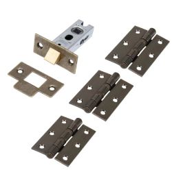 HEAVY DUTY HINGE & LATCH PACK - ANTIQUE BRASS RRP £8
