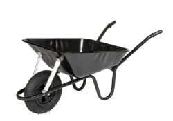 BARROW IN A BOX BLACK BUILDERS WHEELBARROW WITH PNEUMATIC WHEEL WALSALL 85L RRP £57