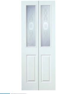 WICKES CHESTER INTERNAL BI-FOLD DOOR WHITE GRAINED GLAZED MOULDED 4 PANEL 1981 X 762MM RRP £156