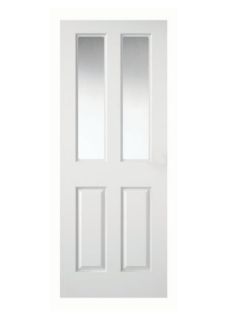 WICKES CHESTER INTERNAL MOULDED DOOR WHITE CLEAR GLAZED PRIMED 4 PANEL 1981 X 762MM RRP £110