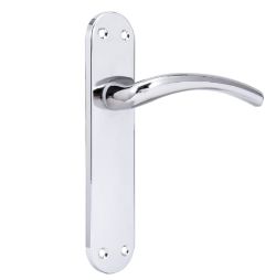 OSLO POLISHED CHROME LATCH DOOR HANDLE - 1 PAIR RRP £16