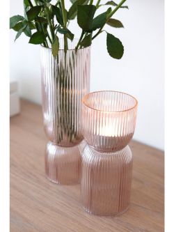 CHAPTER B RIBBED GLASS DUAL VASE & CANDL RRP £18