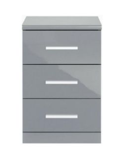 PRAGUE GLOSS 3 DRAWER BEDSIDE X2 RRP £169