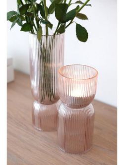 CHAPTER B RIBBED GLASS DUAL VASE & CANDL RRP £18
