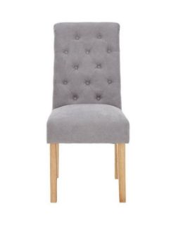 PAIR OF FABRIC SCROLL BACK DINING CHAIRS RRP £149