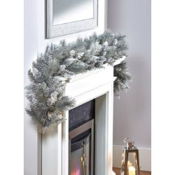 PREMIER 6FT (1.8M) CHRISTMAS SILVER GARLAND WITH SOME GLITTER TIPS