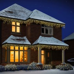 460 LED SNOWING ICICLES FROSTED MULTI-ACTION CHRISTMAS LIGHTS TIMER - WARM WHITE