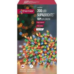 PREMIER 200 MULTI-ACTION XMAS LIGHTS LED SUPABRIGHTS MULTI
