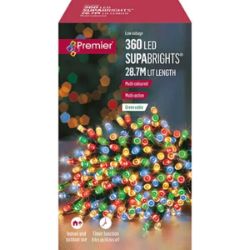 PREMIER SUPABRIGHTS CHRISTMAS TREE FAIRY LIGHTS - 360 LED - MULTI-COLORED