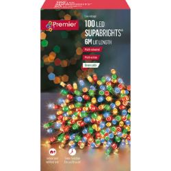 PREMIER MULTI-ACTION SUPABRIGHTS OUTDOOR CHRISTMAS DECORATIONS MULTI COLOURED 6.3M