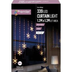 OUTDOOR CHRISTMAS LIGHTS DECORATIVE HANGING WARM WHITE SNOWFLAKE STRING 339 LED