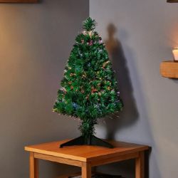 FIBRE OPTIC CRYSTAL TIP CHRISTMAS TREE MULTI COLOUR EFFECTS 60CM